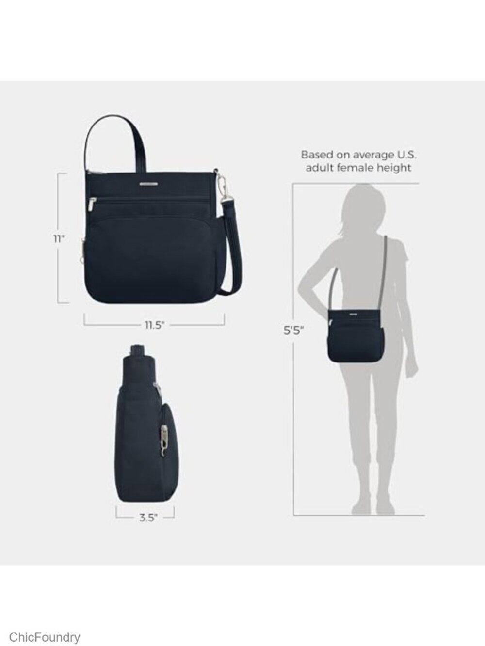 Anti-Theft Crossbody Bag with RFID Blocking, Slash-Resistant, Adjustable Strap, - Picture 4 of 6